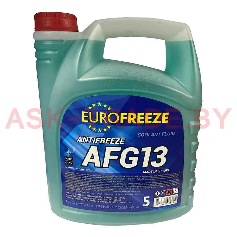 Антифриз зеленый AFG13  4,8кг EUROFREEZE РБ   QR