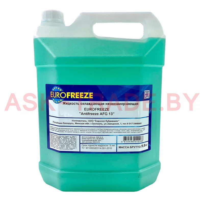 Антифриз зеленый AFG13  9,8кг EUROFREEZE РБ   QR