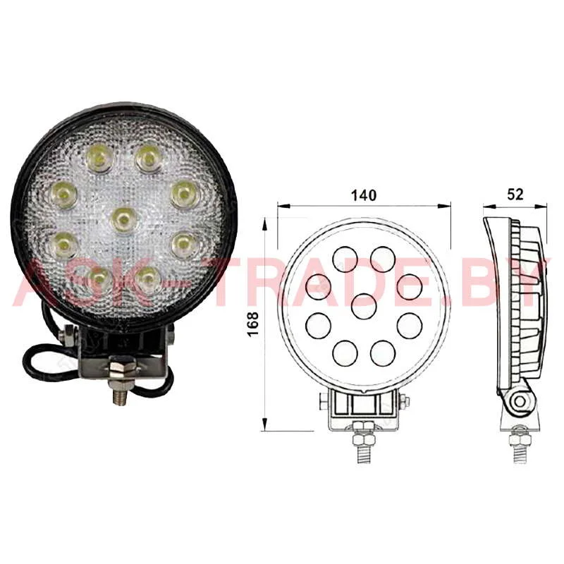 Фара рабочего света KW-121S d=110 кругл. 27W LED